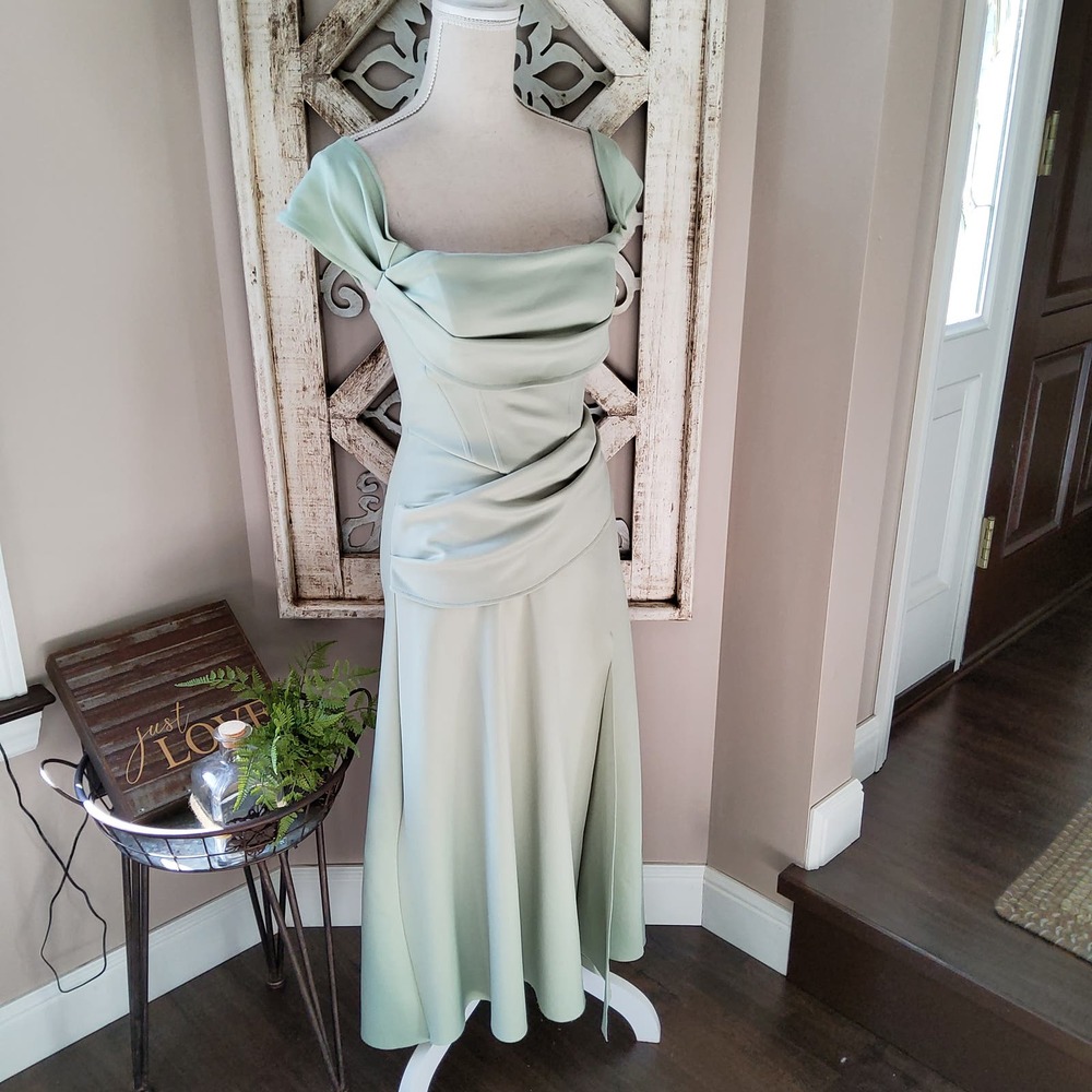 ASOS Mint Green Draped Satin Midi Dress